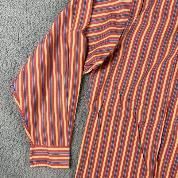 Daniel Cremieux Men's Orange Striped 100% Cotton Long Sleeve Button Up Shirt - Picture 14 of 16